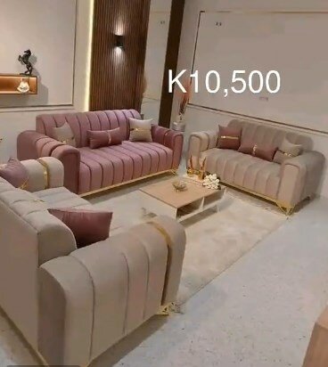 Set of 2 beige sofas, 1 pink