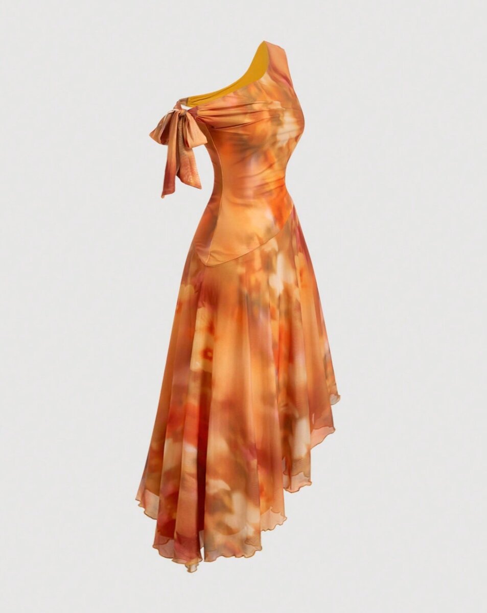 Robe asymétrique tie-dye