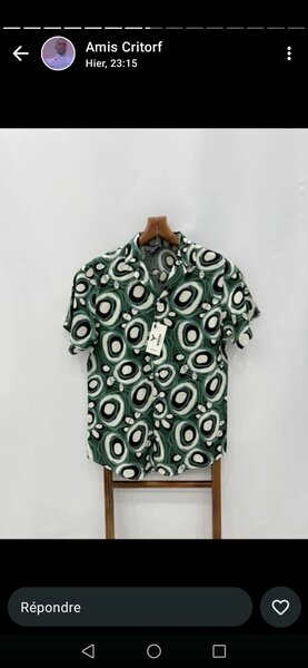Chemise homme imprimé verte