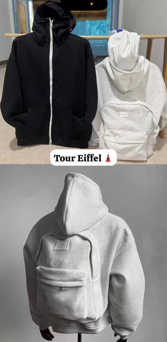 Sweat à capuche transformable Tour Eiffel