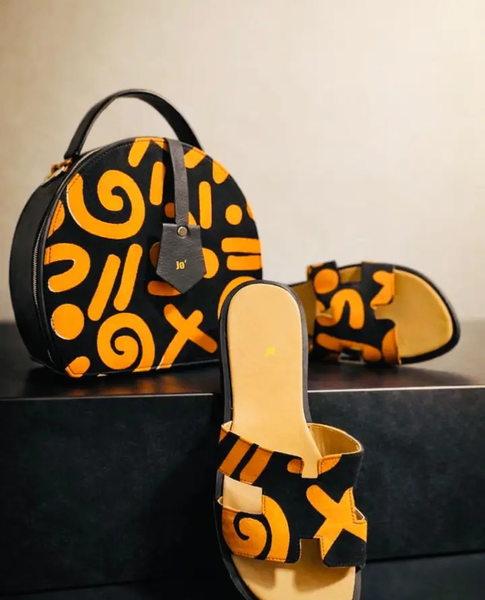 Ensemble sac et sandales motif africain