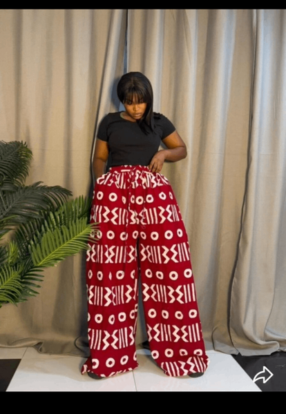 Pantalon large taille haute