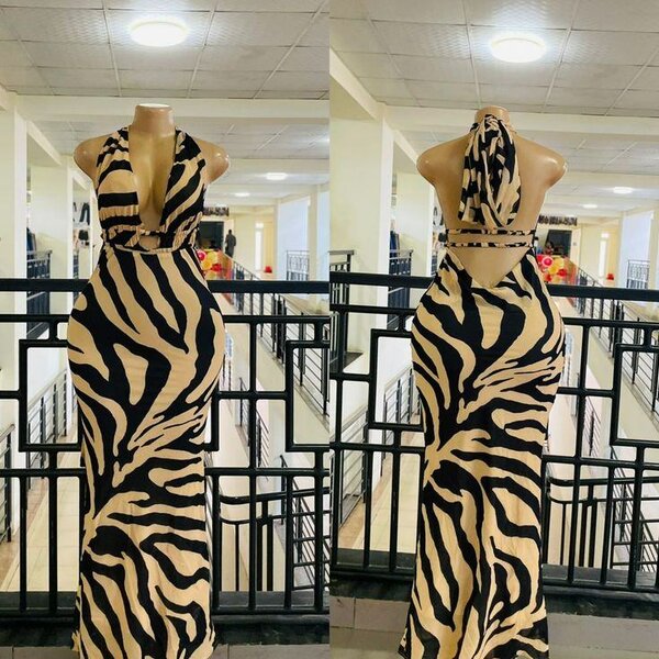 Robe longue imprimé zèbre pour femmes