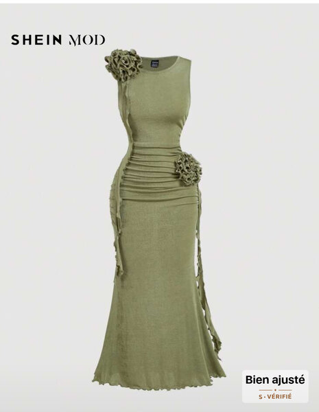 Robe élégante verte en lin