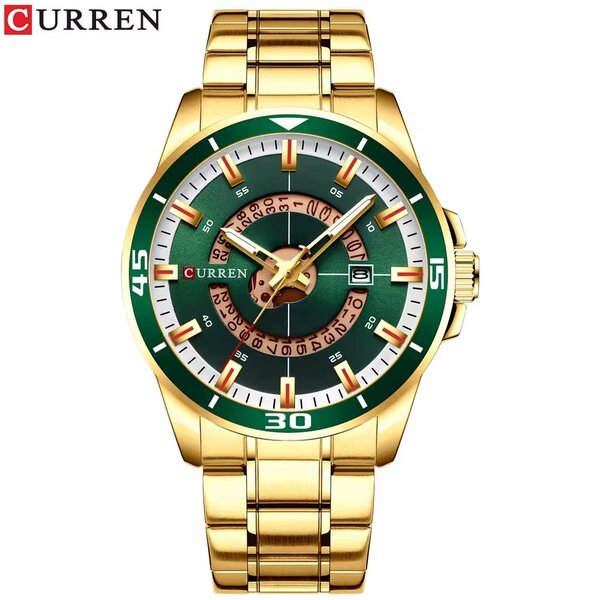 Montre CURREN Dorée Verte pour Homme