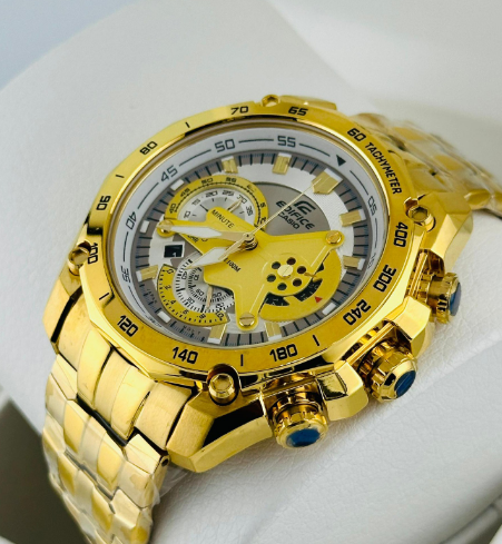 montre or avec cadran gris