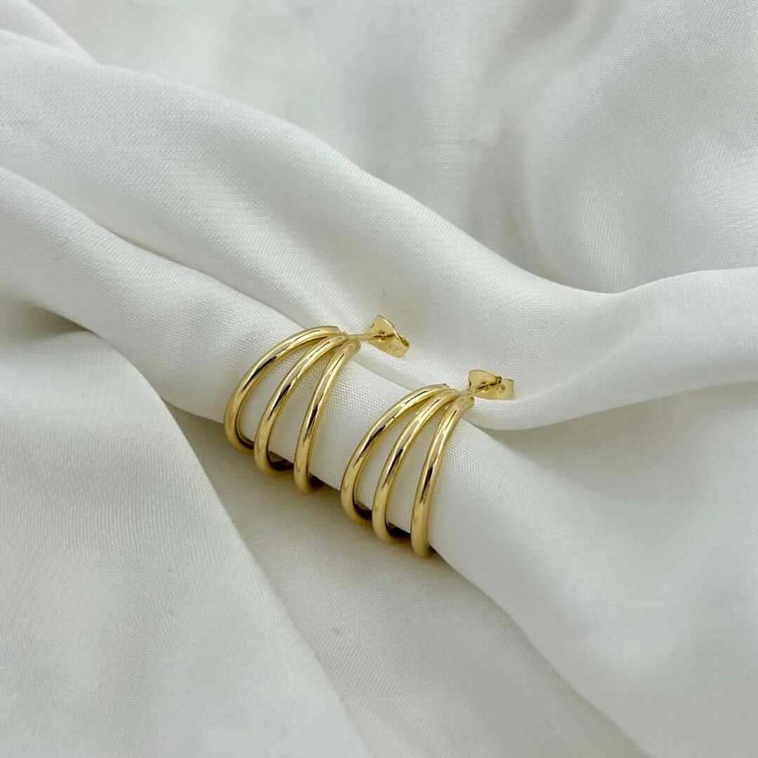 Layer semi Ss hoops earrings