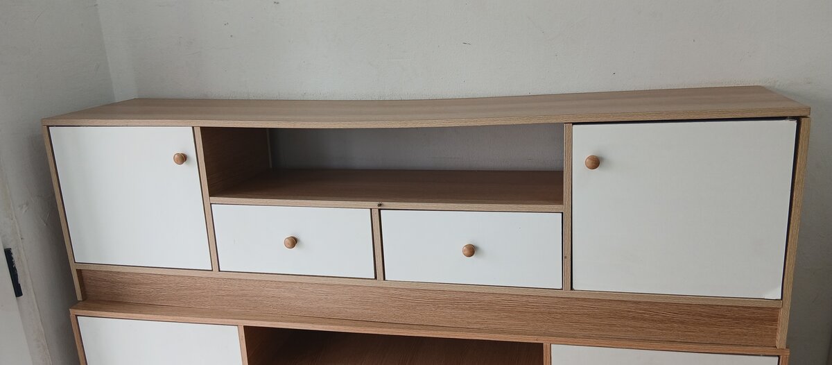 Meuble TV en Bois et Blanc