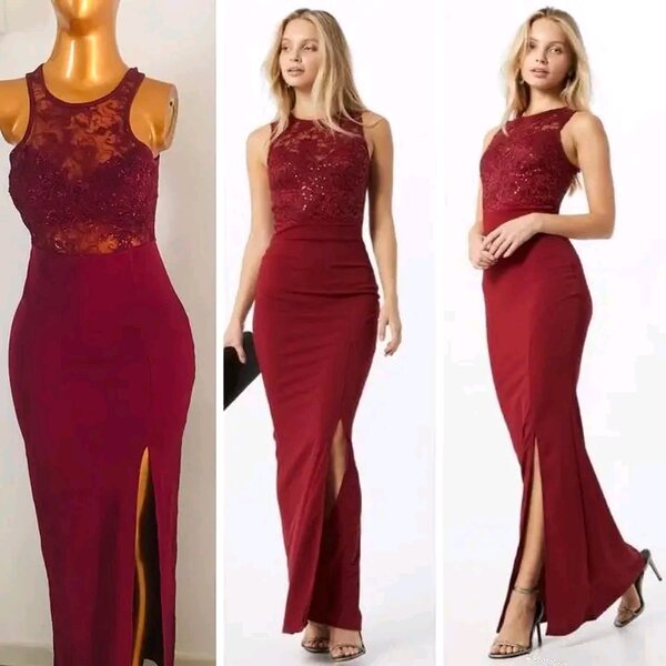 Robe rouge en dentelle élégante pour femmes