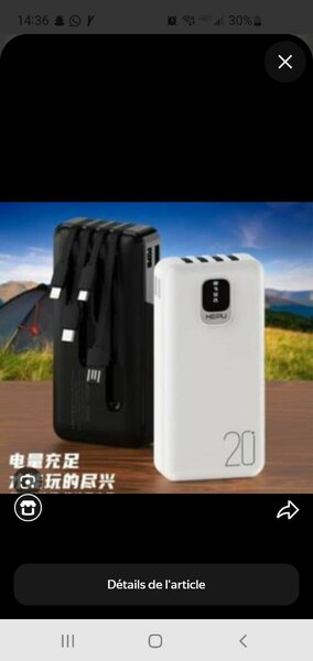 Power Bank 20000mAh Haute Capacité