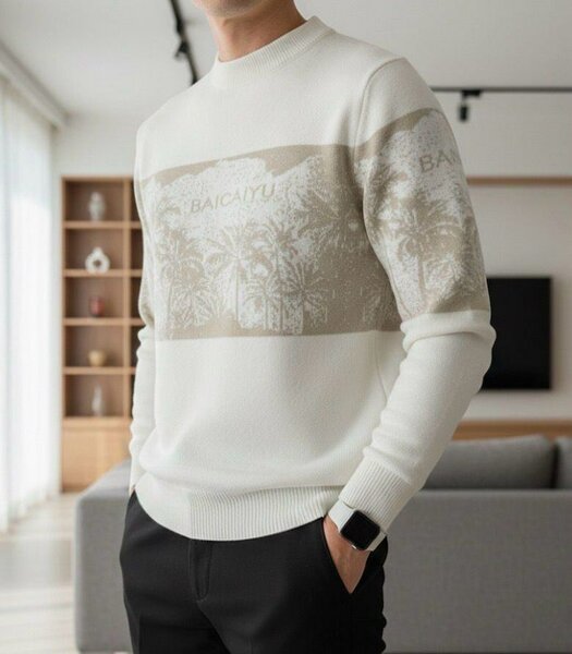 Pull homme en tricot rayé chaud