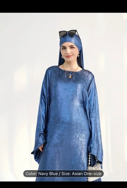Navy Blue Shiny Islamic Abaya
