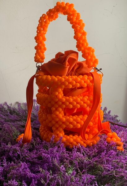 Sac à main perles orange