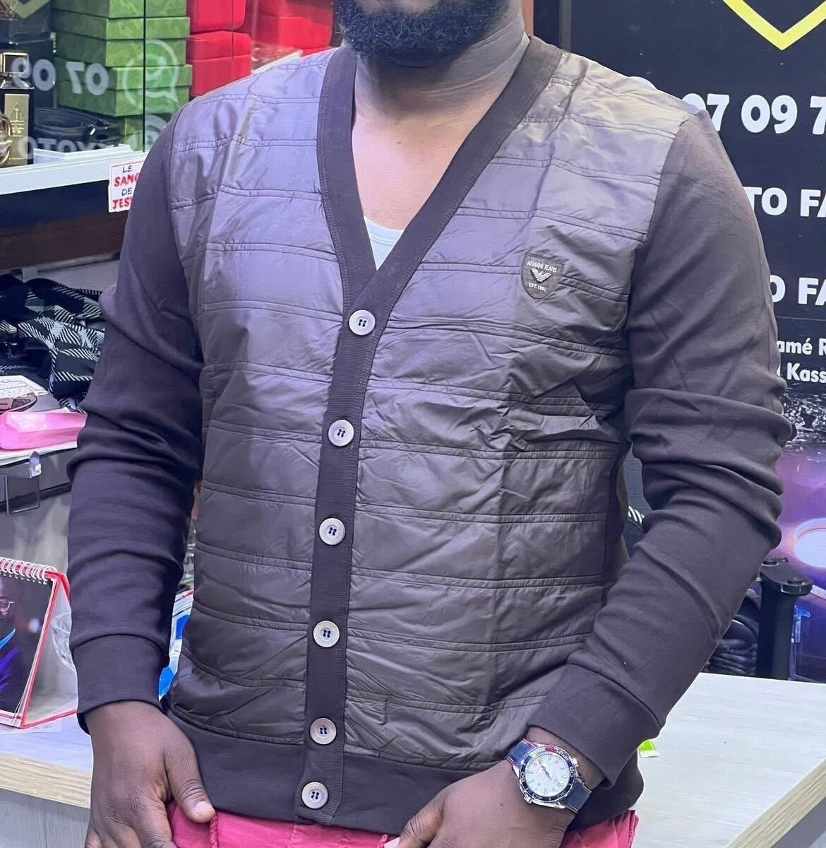 Cardigan matelassé homme