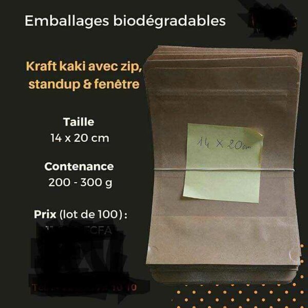 Sacs Kraft biodégradables 14x20cm