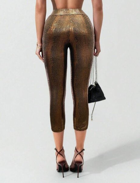 Legging effet serpent doré