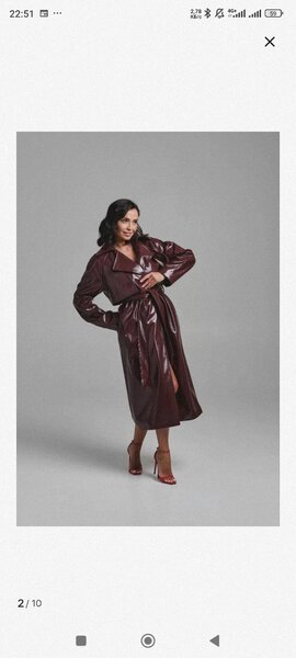 Тренч из ЭКО кожи лак в цвете Бургундии