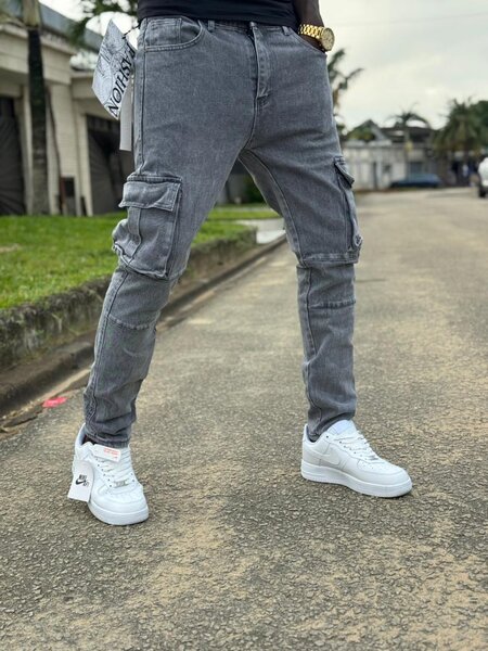 Jean cargo gris tendance