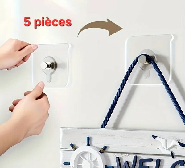 Crochets Adhésifs Muraux 5 Pièces