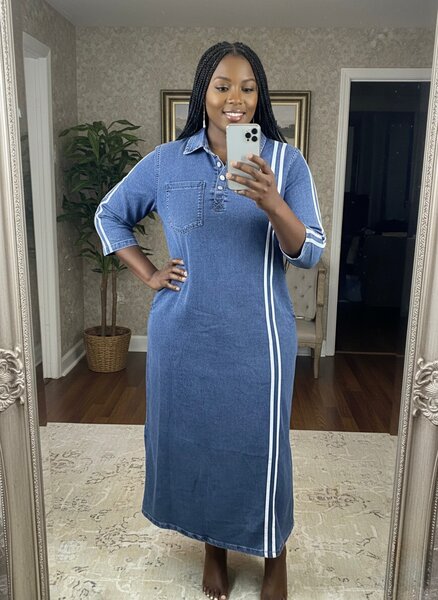 Robe longue en denim pour femme