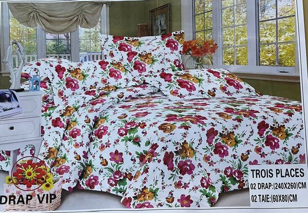 Parure de lit fleurie 3 pièces