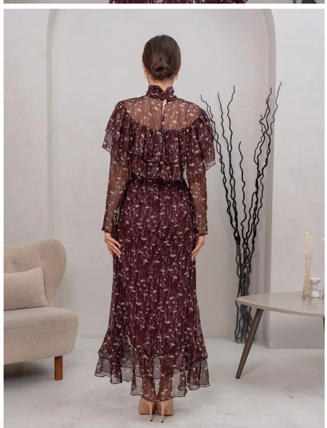 Платье вечернее шифоновое с рюшками бохо