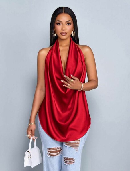 Top dos nu rouge élégant