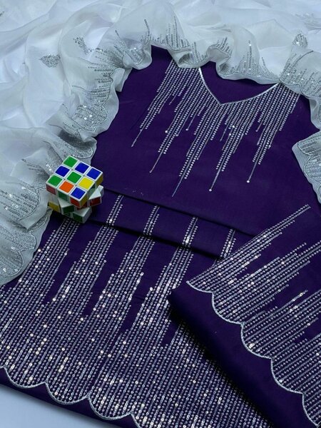 Eid collection women unstitched zari tilla suit