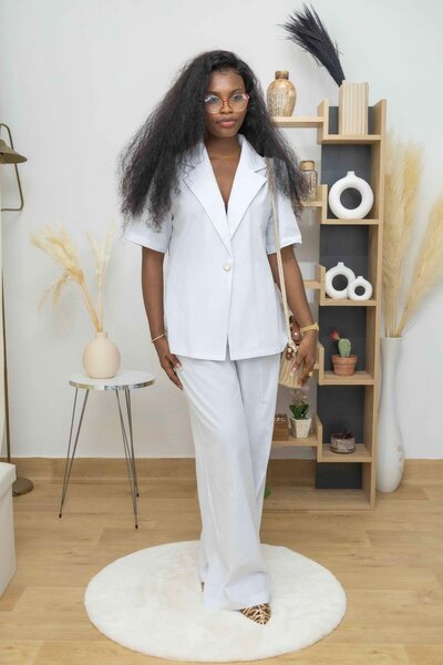Ensemble pantalon femme chic blanc