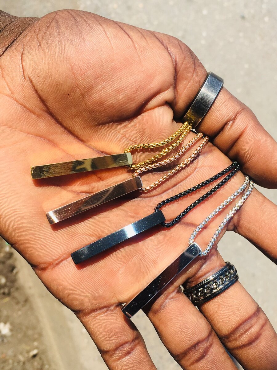 Straight bar necklace stainless steel