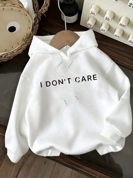 Sweat à capuche blanc 'I don't care'