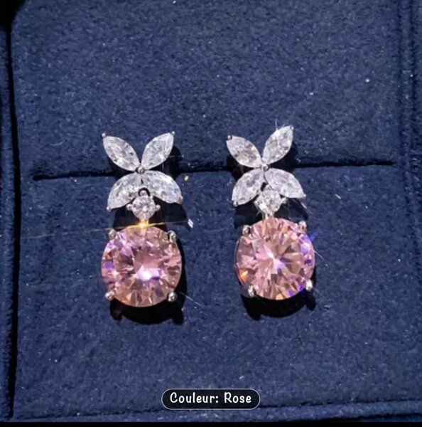 Boucles d'oreilles en cristal rose
