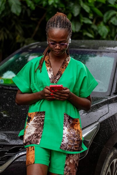 Tenue élégante verte