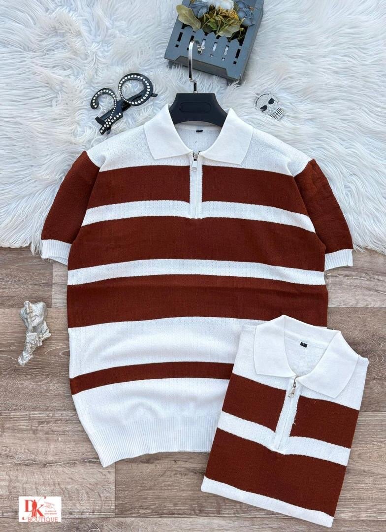 Polo rayé à manches courtes