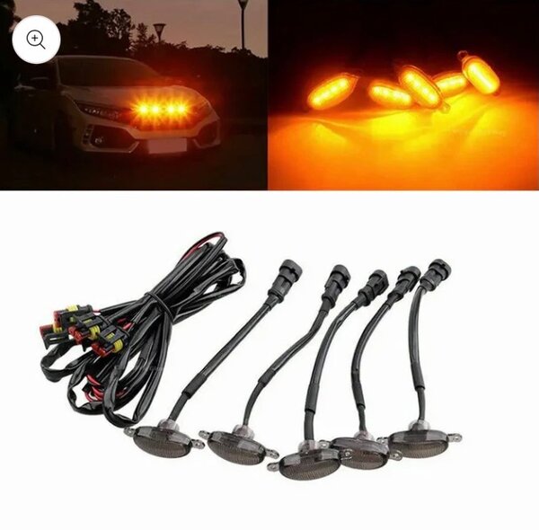 4 Pcs Universal Amber Color Grill Lights
