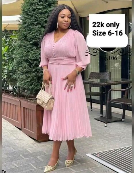 Women's Pleated Soft Pink Dress