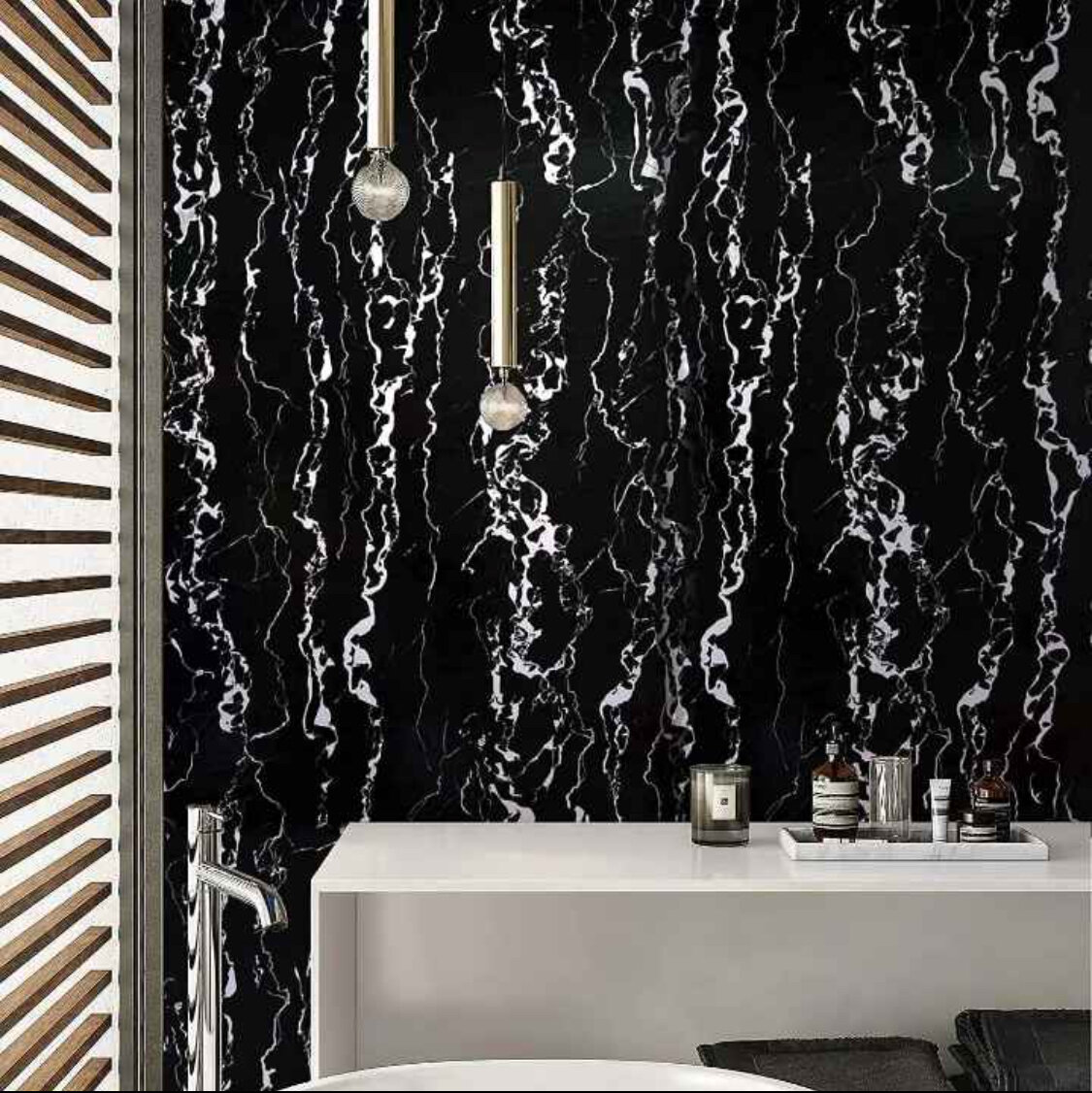 Papier peint adhésif marbre noir
