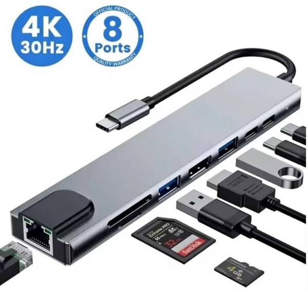 USB-C-HUB 8 en 1