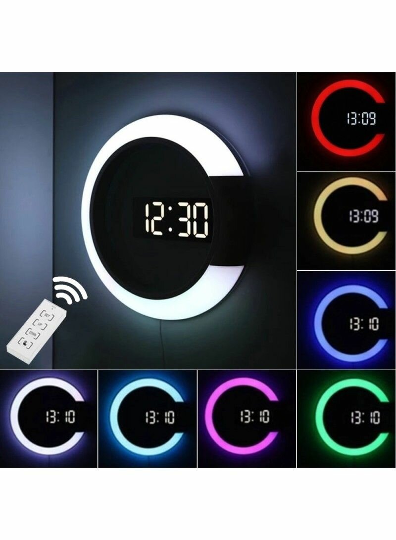 CREATIVE LED MIRROR HOLLOW WALL CLOCK