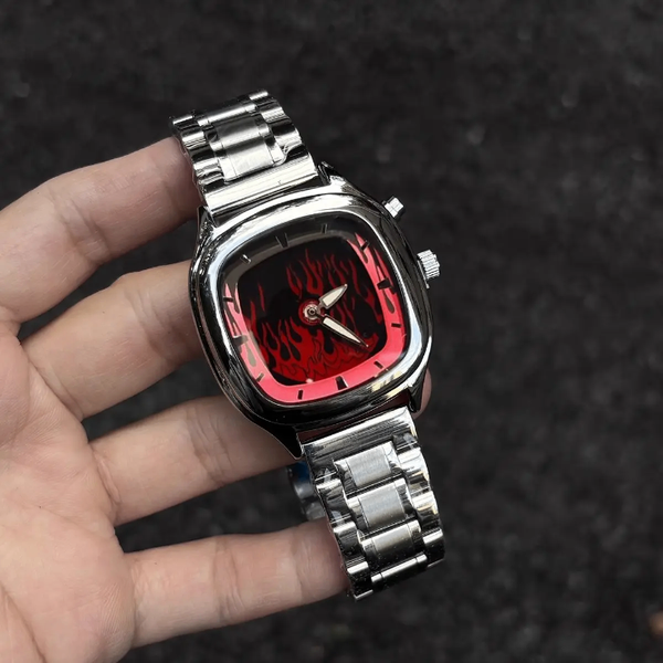 Montre homme acier inoxydable rouge
