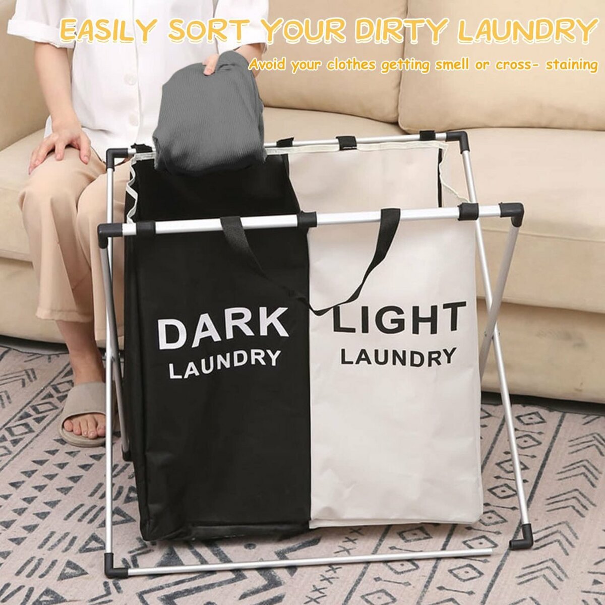 2 Sections Laundry Bag