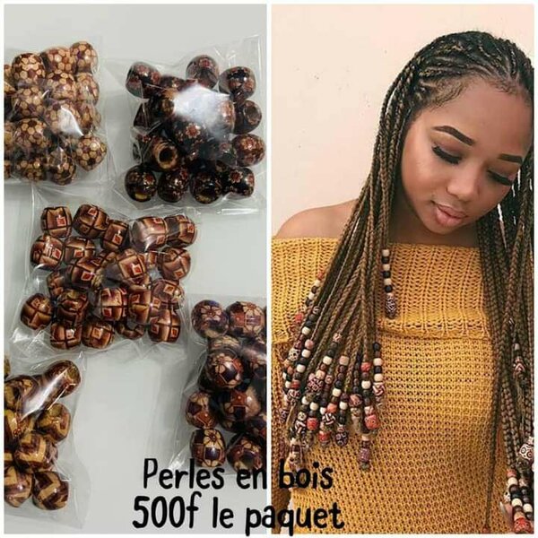 Perles en bois pour tresses