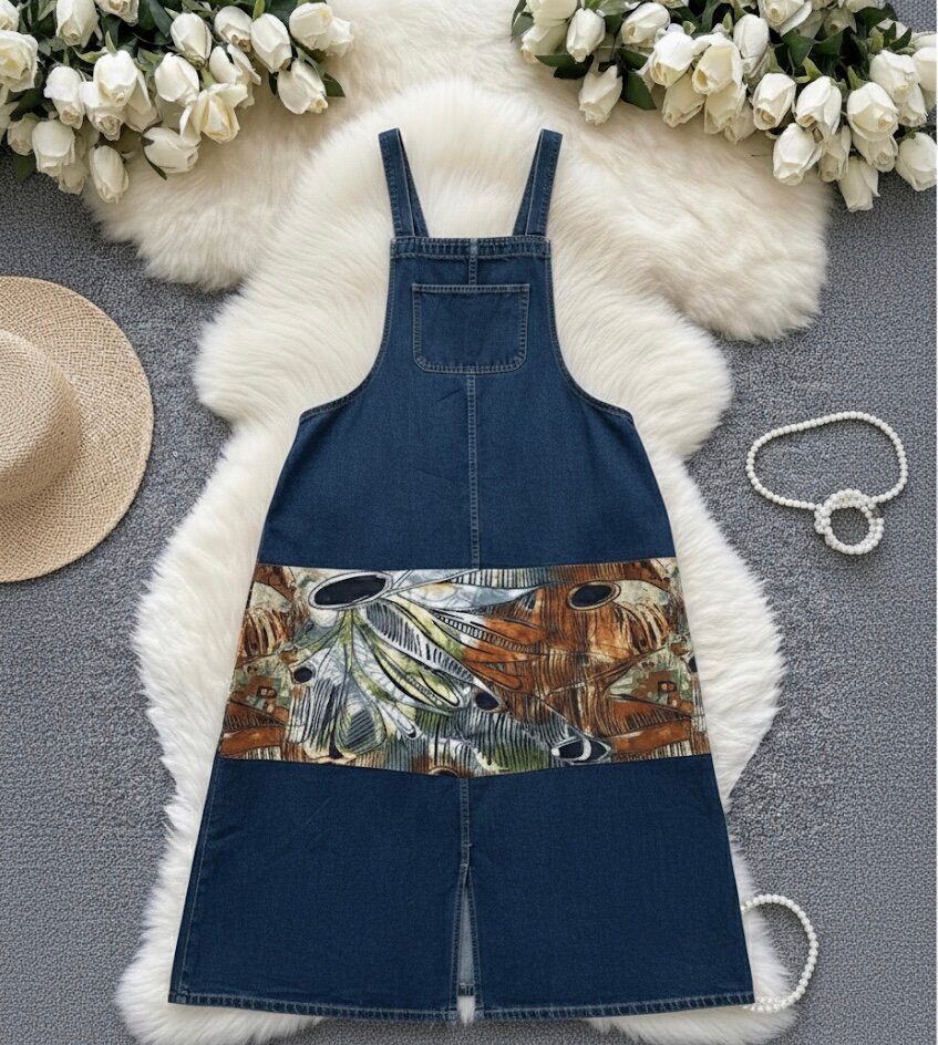 Robe salopette en jean chic