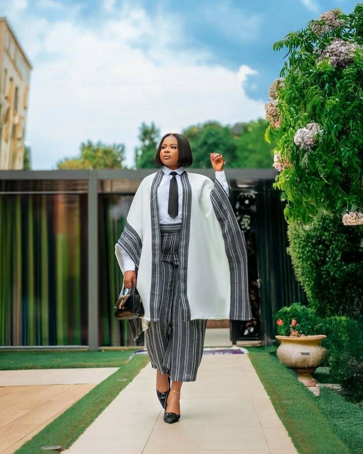 Ensemble moderne kimono rayé