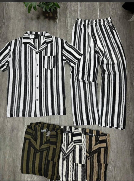 Ensemble rayé chemise pantalon