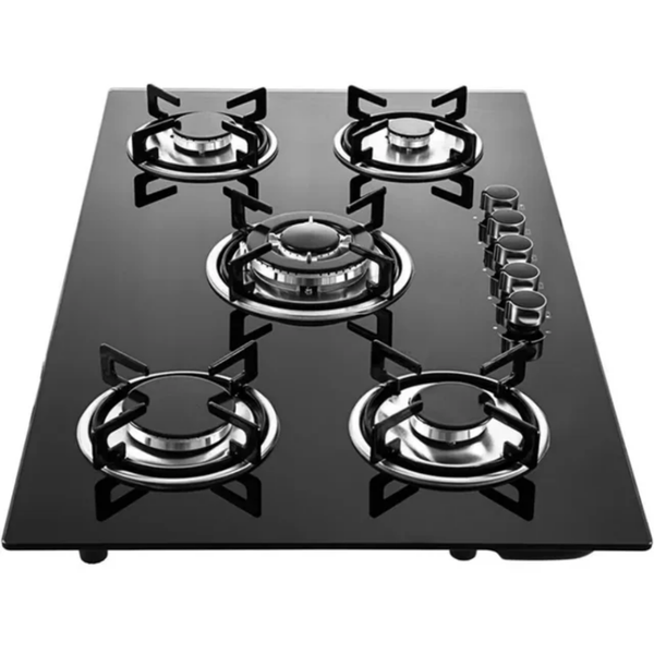 5 Way Gas Burner Black glass panel