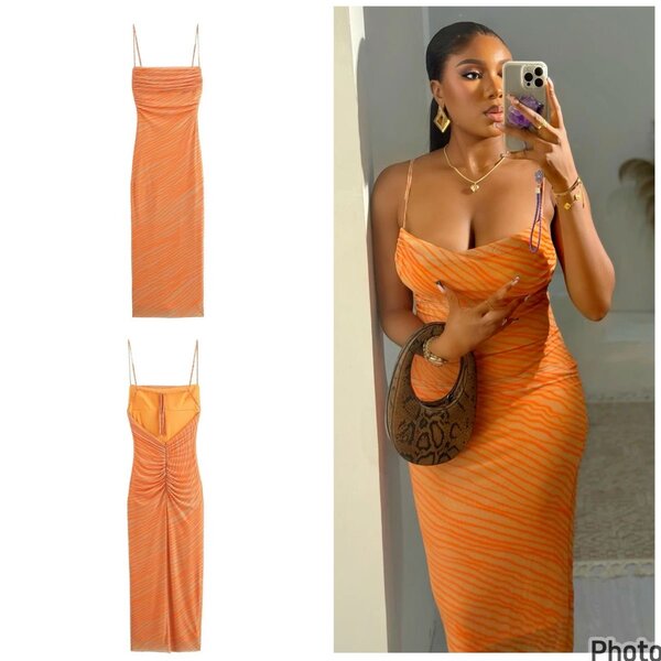 Robe Midi Orange Élégante