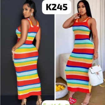 Robe longue moulante arc-en-ciel