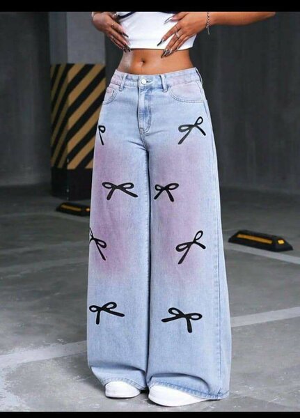 Jean large avec nœuds