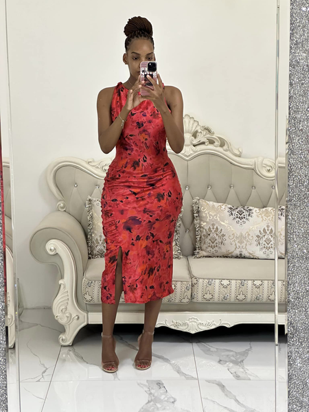 red and black bodycon dress